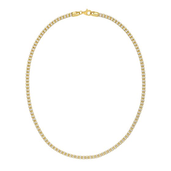 Fancy Ice Chain Necklace | Gold-Plated Sterling Silver | Necklace | Diamond-Cut Ice Chain Design | 22 Inches | Lobster Clasp - Brownee Jewelers