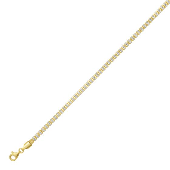 Fancy Ice Chain Necklace | Gold-Plated Sterling Silver | Necklace | Diamond-Cut Ice Chain Design | 22 Inches | Lobster Clasp - Brownee Jewelers