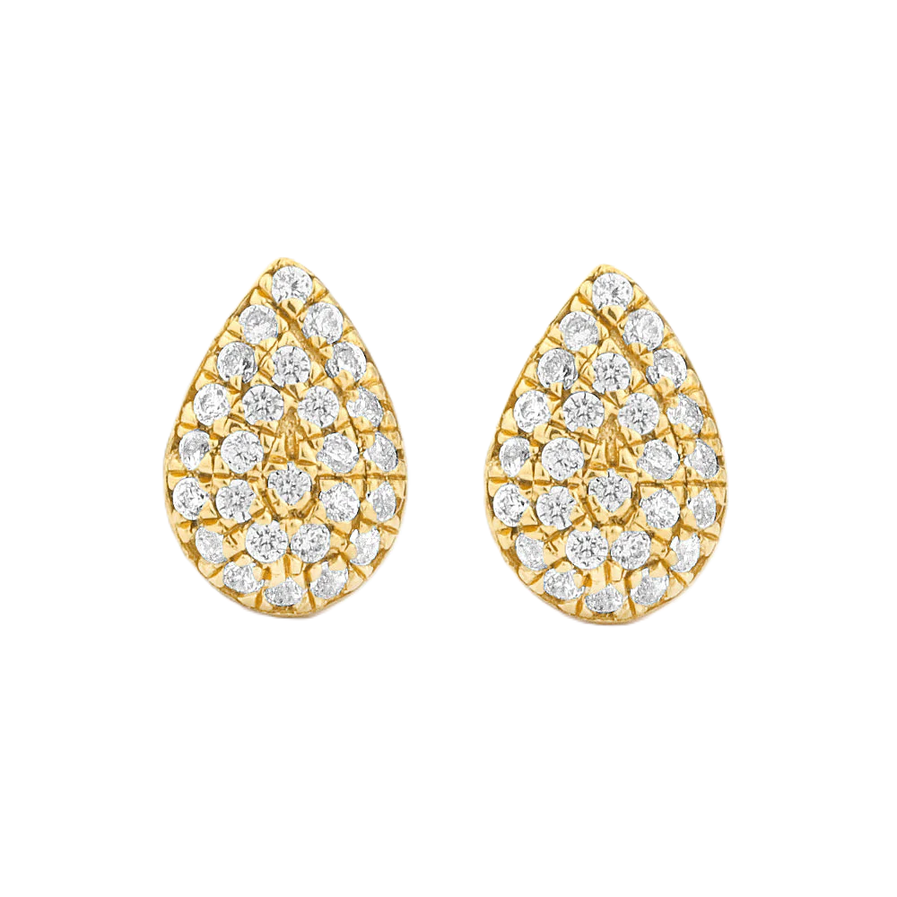 Diamond Pavé Teardrop Stud Earrings