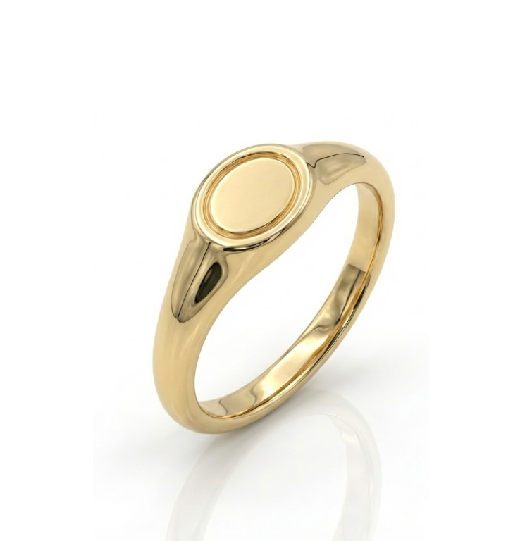 Mini Oval Signet Ring | 14K Yellow Gold | Classic Polished | Size 7 - Brownee Jewelers