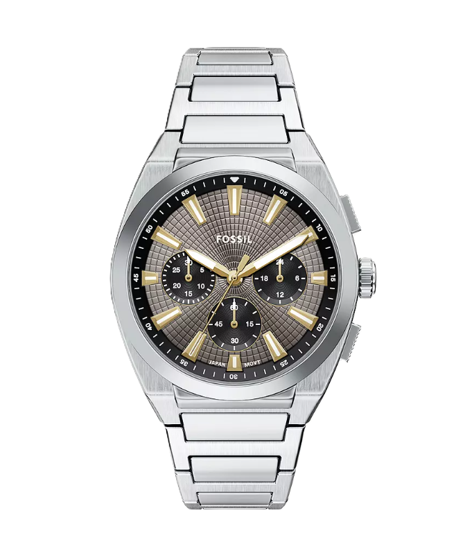 Everett Chronograph Watch | Fossil | Stainless Steel | Gray Dial | 18mm Bracelet - Brownee Jewelers