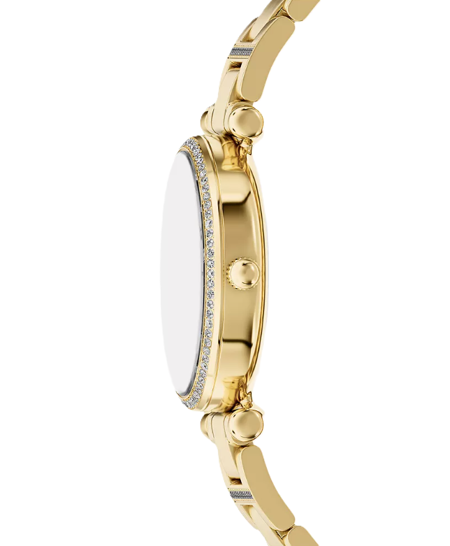 Carlie Three-Hand Watch | Fossil | Gold-Tone Stainless Steel | Gold Dial | Chain-Link Bracelet - Brownee Jewelers