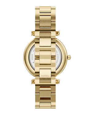 Carlie Three-Hand Watch | Fossil | Gold-Tone Stainless Steel | Gold Dial | Chain-Link Bracelet - Brownee Jewelers
