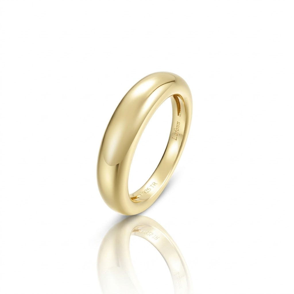 High-Polish Gold-Plated Sterling Silver Graduated Domed Ring
