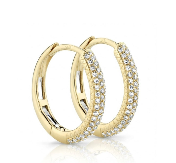 Diamond Pavé Hoop Earrings | 14K Yellow Gold | 0.21 ctw | Classic Diamond Hoops - Brownee Jewelers