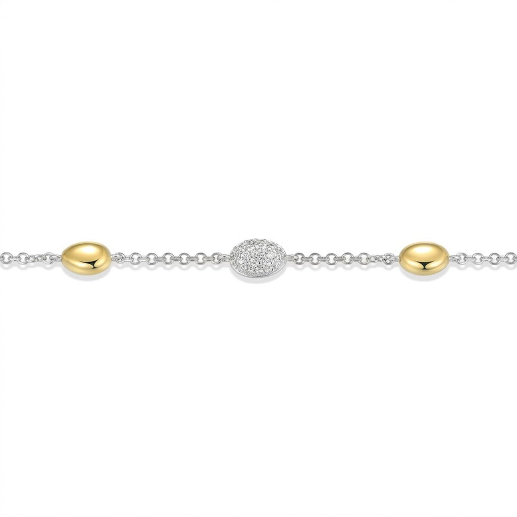 Sterling Silver & 18K Gold-Plated DiamondLite Cubic Zirconia Sculpted Serenity Station Bracelet