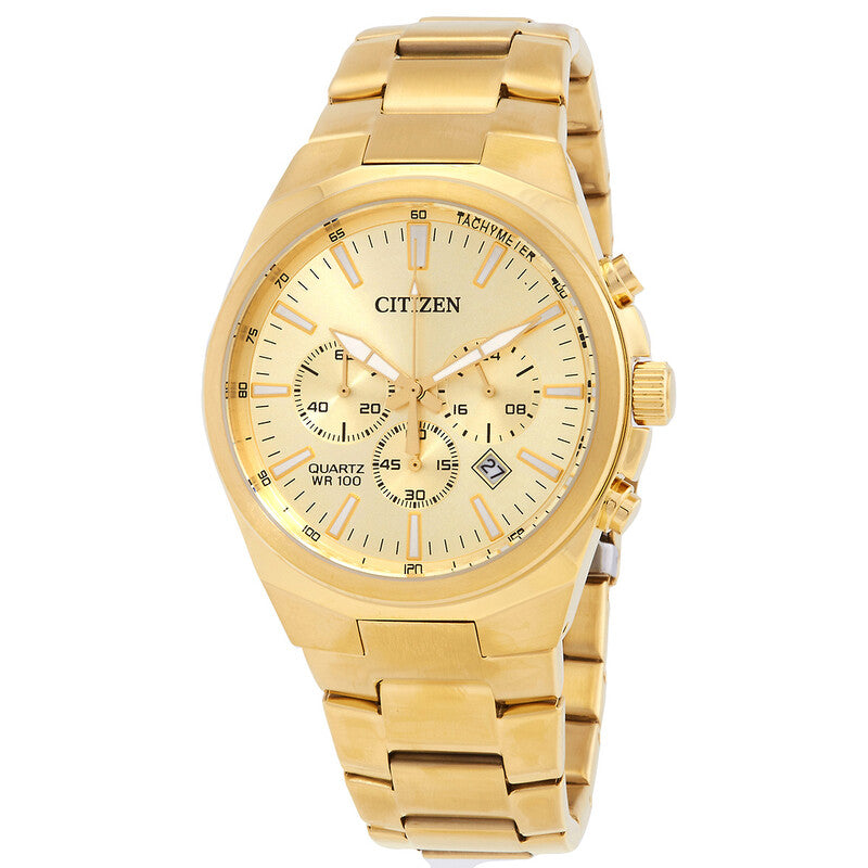 Citizen Gold-Tone Stainless Steel Champagne Dial Chronograph Watch