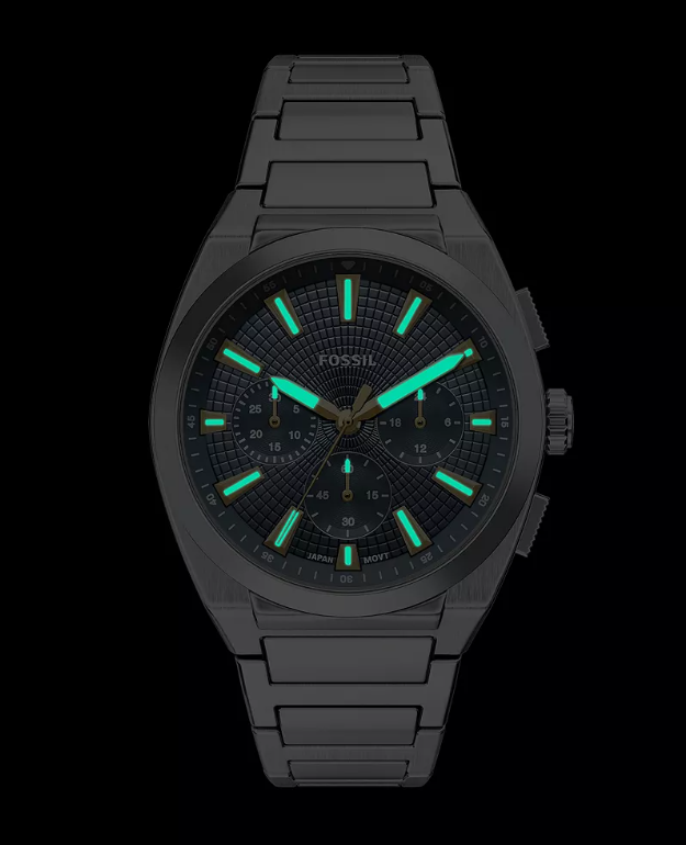 Everett Chronograph Watch | Fossil | Stainless Steel | Blue Dial | 18mm Bracelet - Brownee Jewelers
