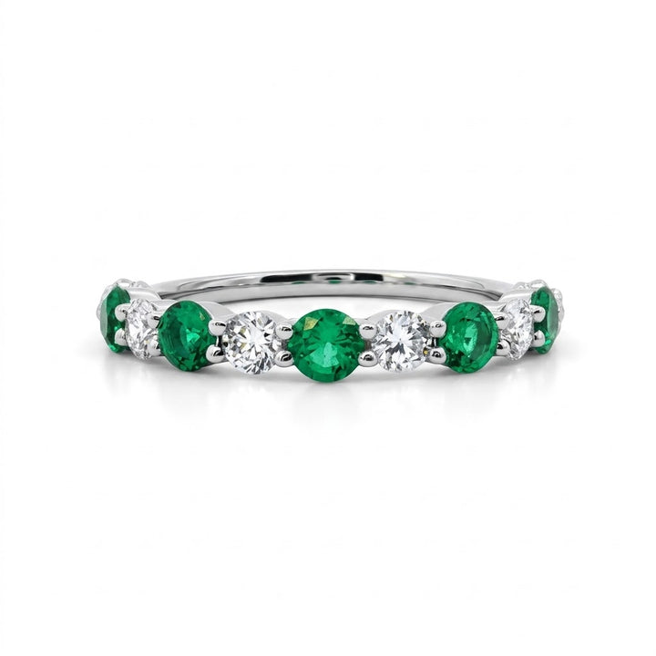 .55CT LAB EMERALD & .31CT LAB DIAMOND BAND | 14K WHITE GOLD | LG1283944A - Brownee Jewelers