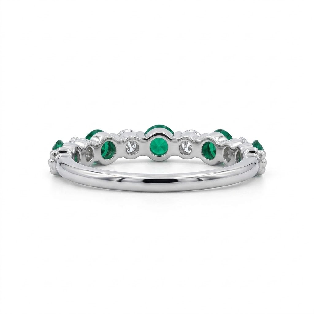 .55CT LAB EMERALD & .31CT LAB DIAMOND BAND | 14K WHITE GOLD | LG1283944A - Brownee Jewelers