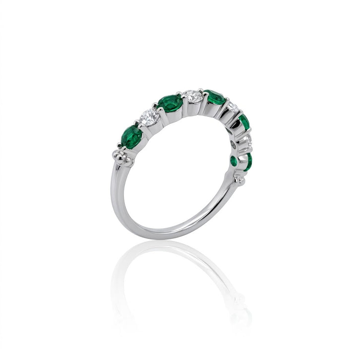 .55CT LAB EMERALD & .31CT LAB DIAMOND BAND | 14K WHITE GOLD | LG1283944A - Brownee Jewelers