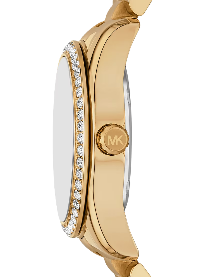 Mini Lexington Pavé Gold-Tone Watch | Michael Kors | Gold-Tone Stainless Steel | 33mm Case | Green Dial Multi-Function Watch - Brownee Jewelers