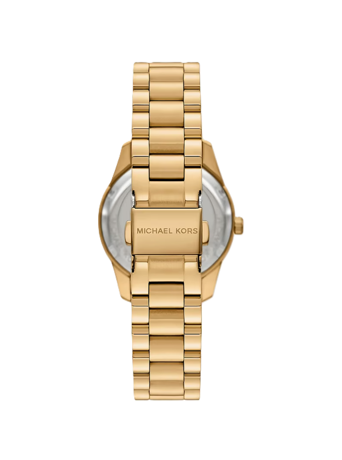 Mini Lexington Pavé Gold-Tone Watch | Michael Kors | Gold-Tone Stainless Steel | 33mm Case | Green Dial Multi-Function Watch - Brownee Jewelers