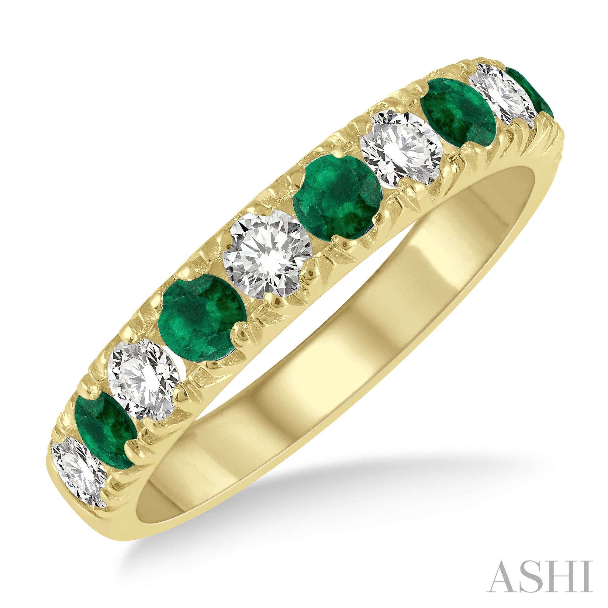 Emerald & Diamond Band | 14K Yellow Gold | 0.55 ctw - Brownee Jewelers