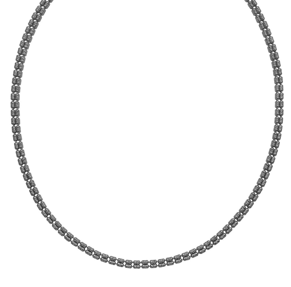20 Inch Gunmetal Sterling Silver Ice Chain Necklace with 3.9 Millimeter Thickness and Lobster Clasp