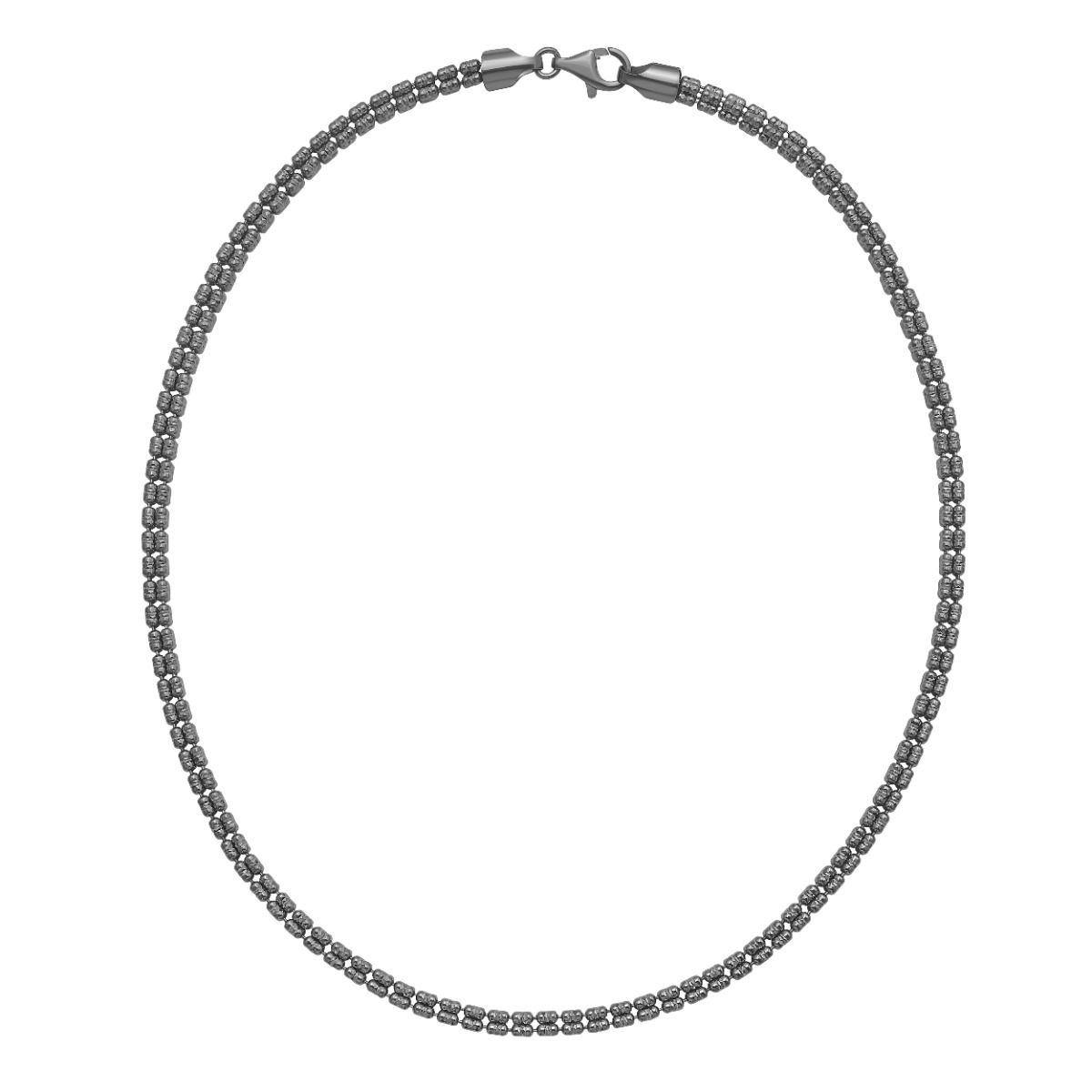 20 Inch Gunmetal Sterling Silver Ice Chain Necklace with 3.9 Millimeter Thickness and Lobster Clasp