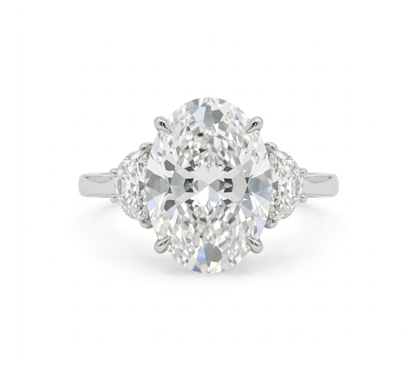 Oval Lab-Grown Diamond Ring | 14K White Gold | Diamond | Three Stone | Engagement Ring - Brownee Jewelers