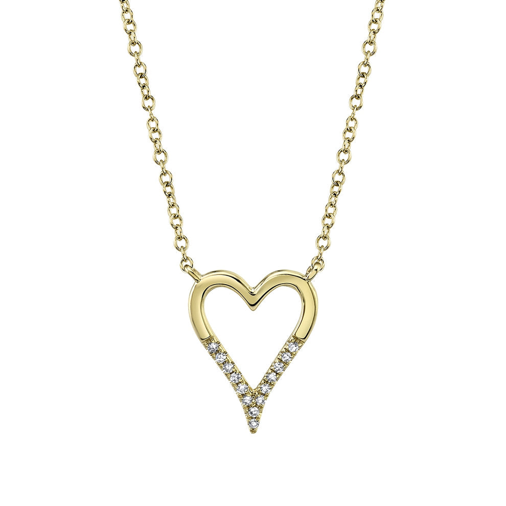 DIAMOND PAVE HEART NECKLACE IN 14K YELLOW GOLD