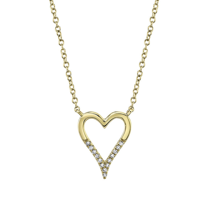 DIAMOND PAVE HEART NECKLACE IN 14K YELLOW GOLD
