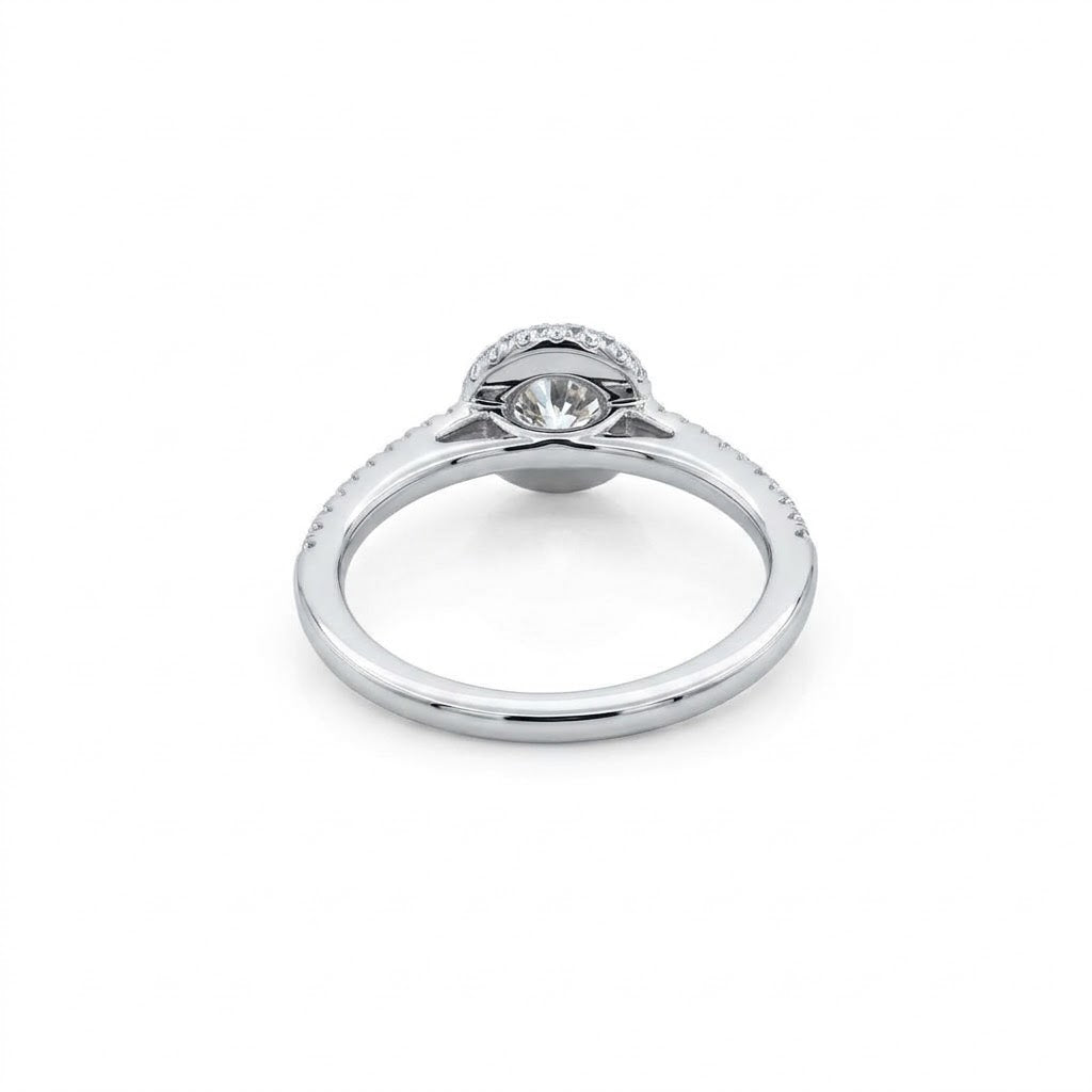 ROUND LAB-GROWN DIAMOND HALO RING | 1.01CTTW | 14K WHITE GOLD | LGD-VR7389HE-GW1 - Brownee Jewelers