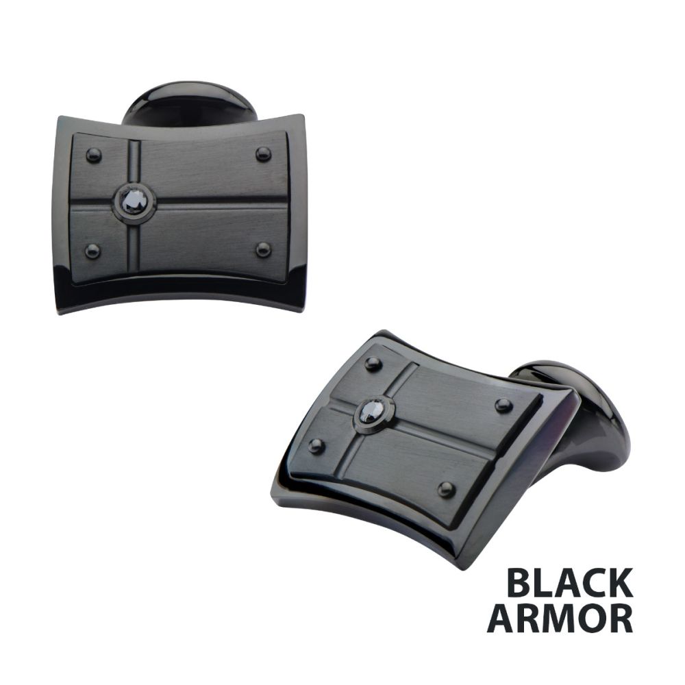 2.5mm Black Genuine Diamond Black IP Cufflinks