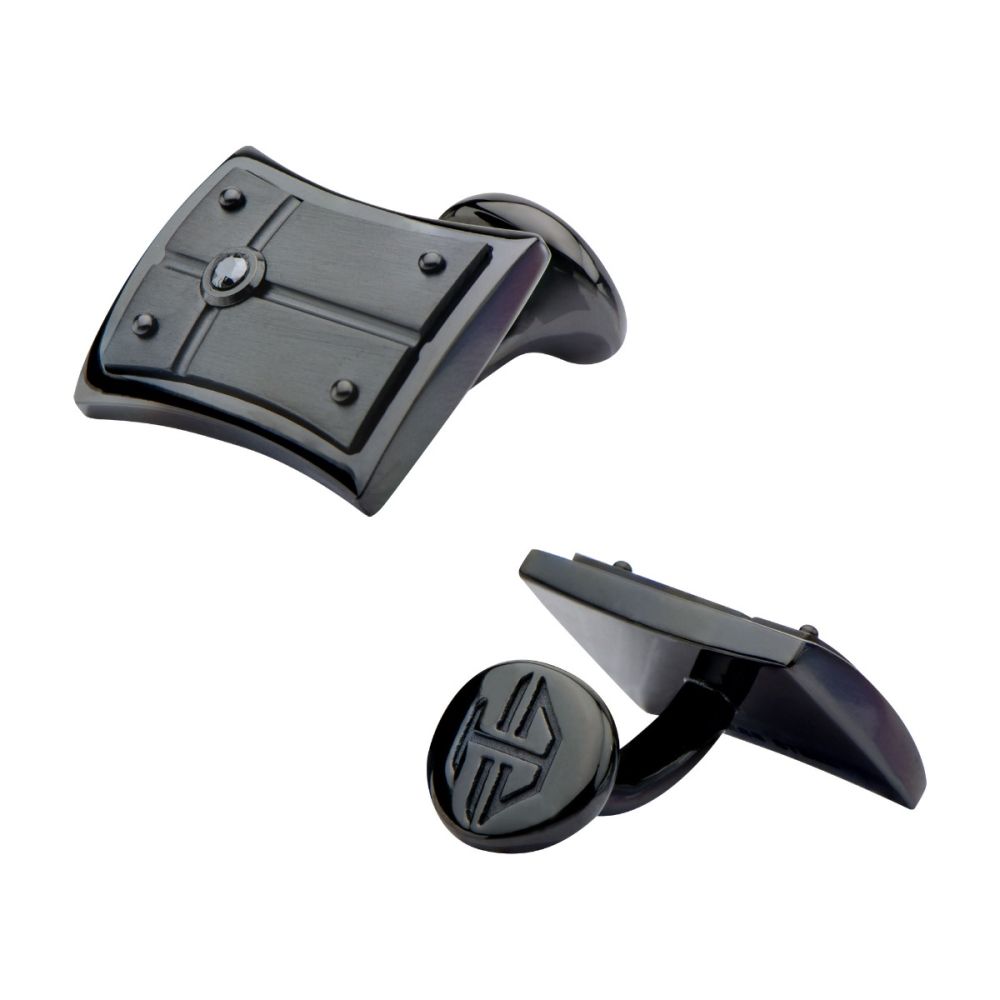 2.5mm Black Genuine Diamond Black IP Cufflinks