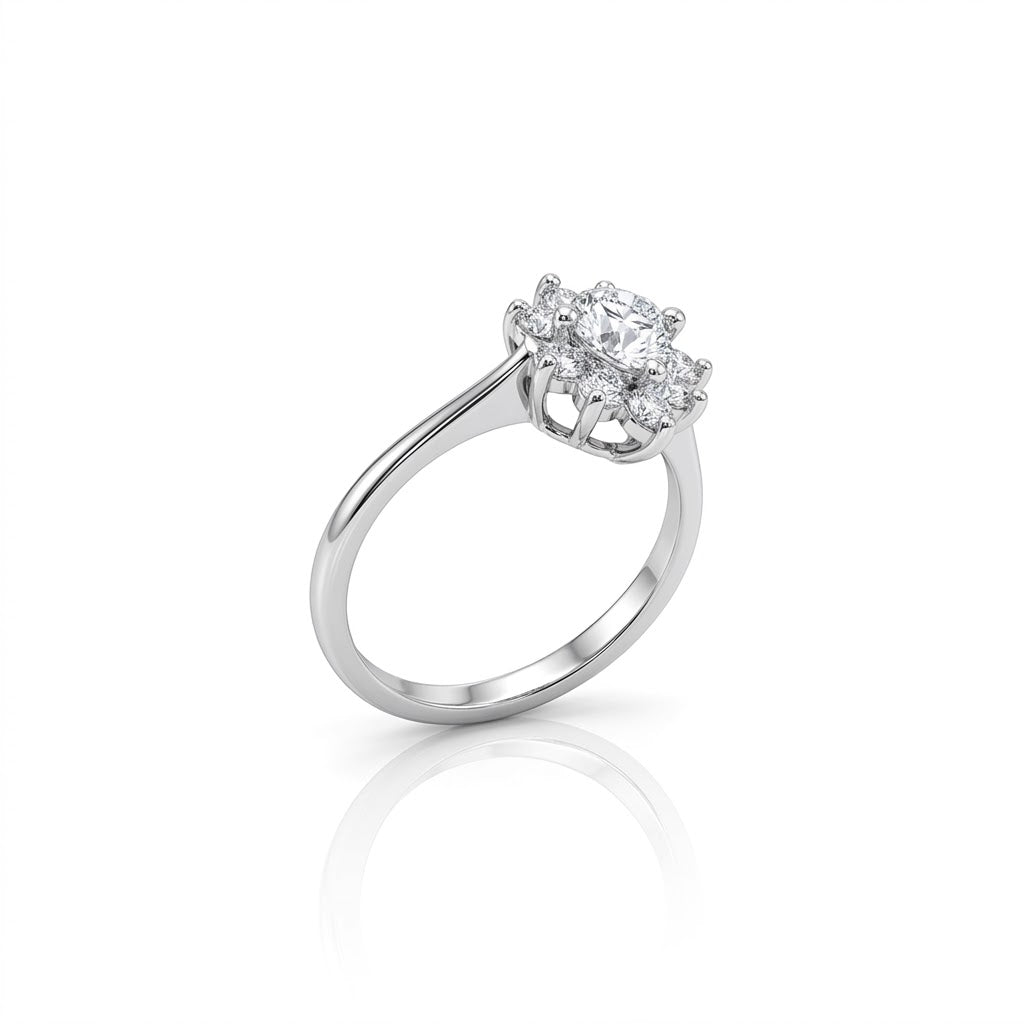 Heart-Shaped Diamond Halo Ring | 14K White Gold | Approx. 0.50 CT Center Diamond | Round Diamond Halo | 4780 - Brownee Jewelers