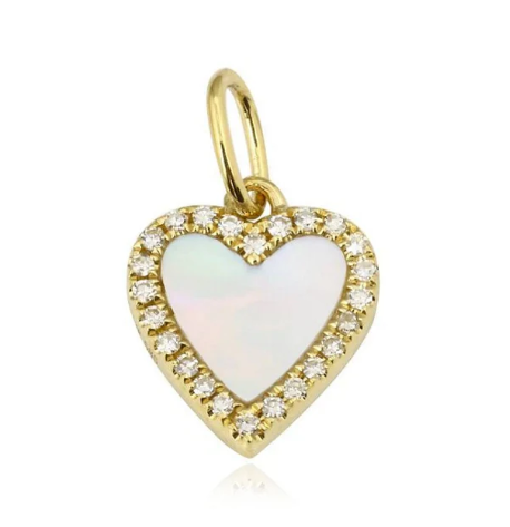 Small Pave Outline Stone Heart Charm