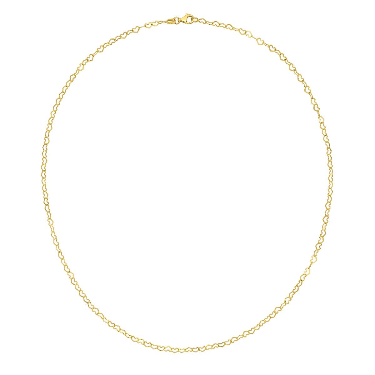 18 Inch Heart Link Necklace in 14K Yellow Gold