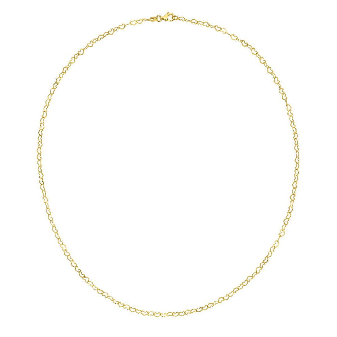 18 Inch Heart Link Necklace in 14K Yellow Gold