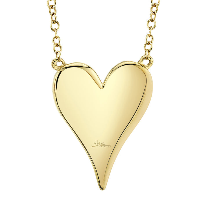 14K YELLOW GOLD 0.21CT DIAMOND PAVE HEART NECKLACE