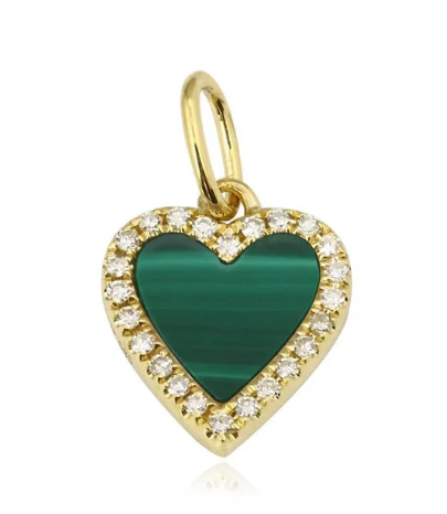 Small Pave Outline Stone Heart Charm