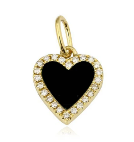 Small Pave Outline Stone Heart Charm