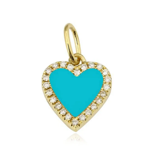 Small Pave Outline Stone Heart Charm