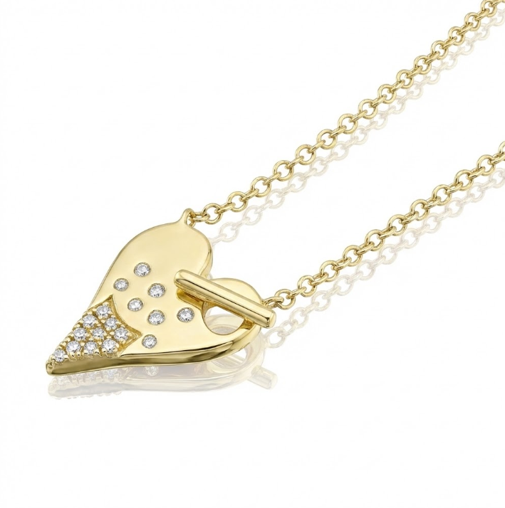SHY CREATION | DIAMOND HEART PENDANT NECKLACE | 0.05 CTW | 14K YELLOW GOLD | 18" | SC55021868 - Brownee Jewelers