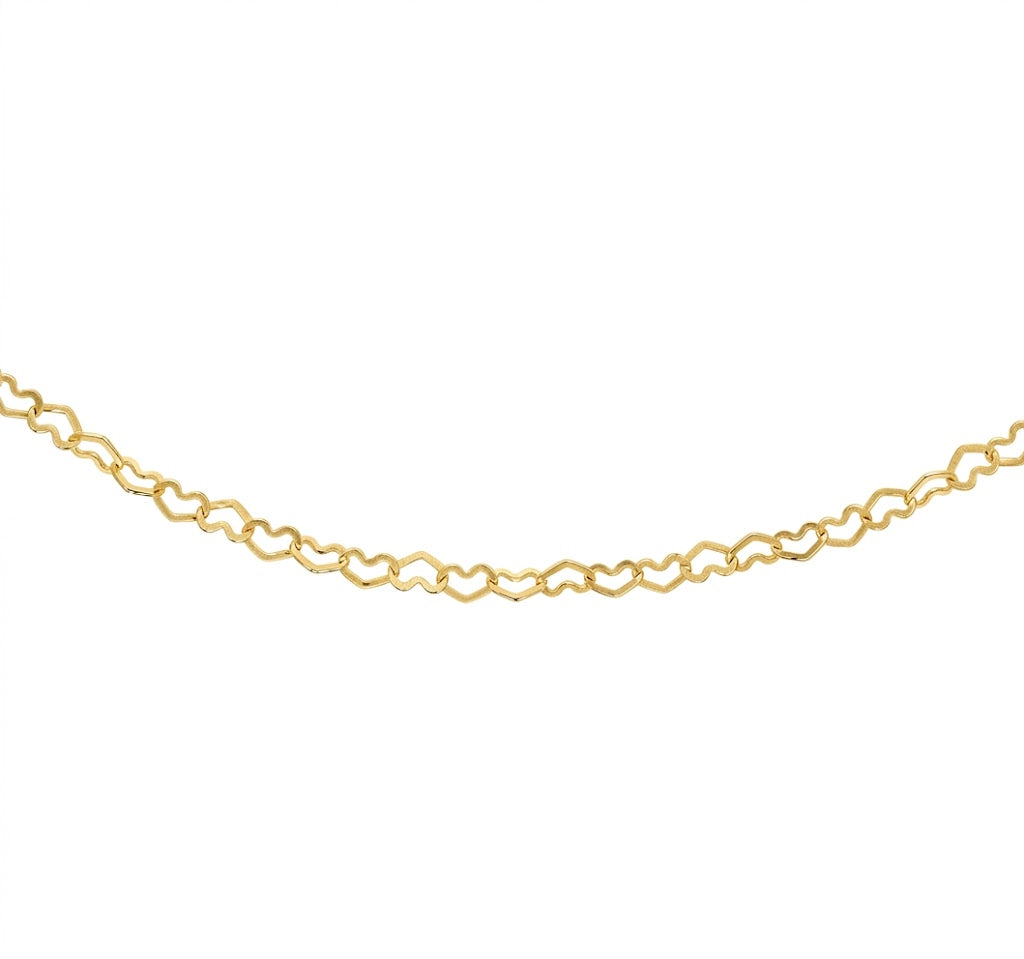18 Inch Heart Link Necklace in 14K Yellow Gold