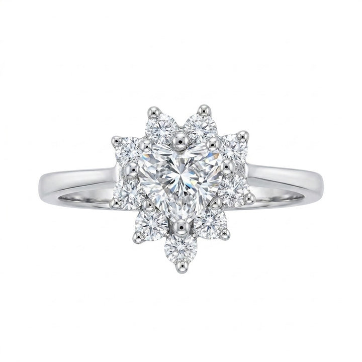 Heart-Shaped Diamond Halo Ring | 14K White Gold | Approx. 0.50 CT Center Diamond | Round Diamond Halo | 4780 - Brownee Jewelers