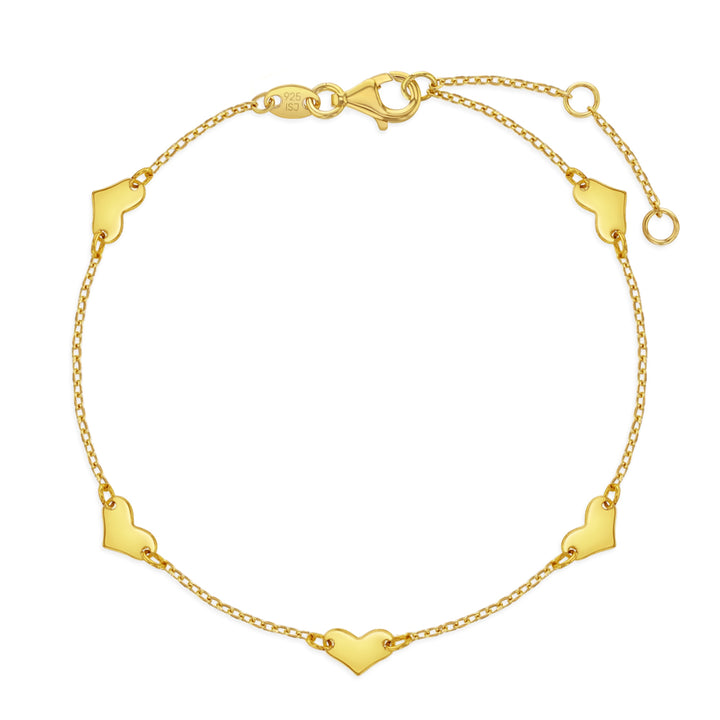Heart Station Kids Bracelet | Sterling Silver & 14K Yellow Gold-Plated | Adjustable 5–6 Inch Bracelet | GP-02-00251 - Brownee Jewelers
