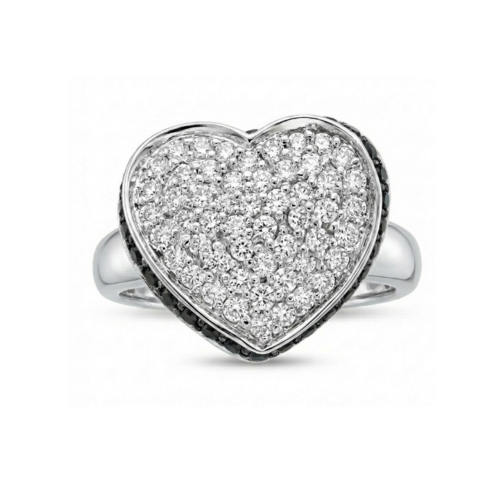 Black & White Diamond Heart Ring