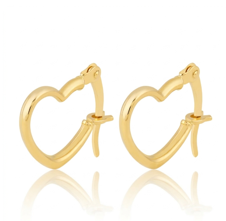 Tilted Mini Heart Hoop Earrings | 14K Yellow Gold | Classic - Brownee Jewelers