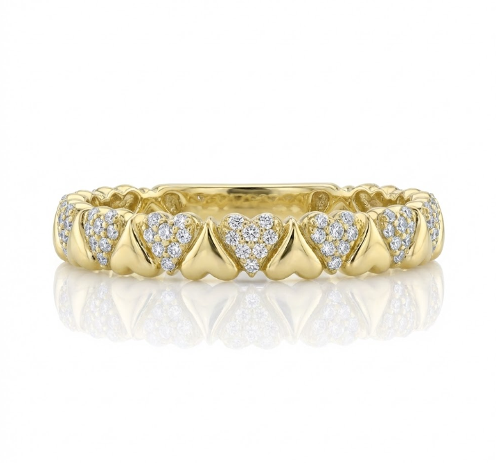  .12 TOTAL CARAT WEIGHT DIAMOND HEART BAND IN 14K YELLOW GOLD