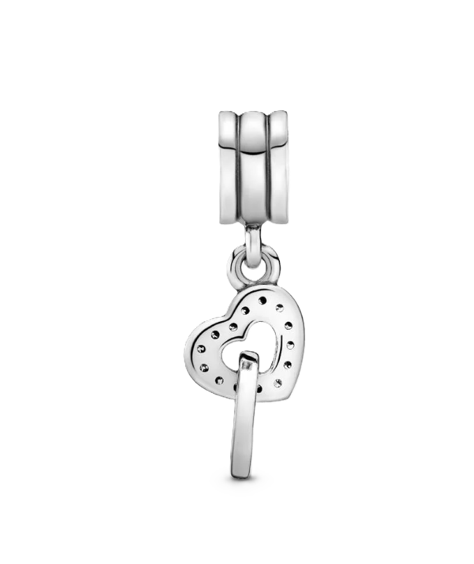 Pandora Interlocking Hearts Dangle Charm in Sterling Silver with Clear Cubic Zirconia 
