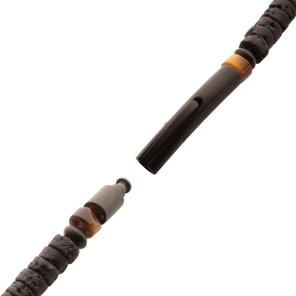 Tiger Eye and Lava Stone Heishi Bead Bracelet for Men