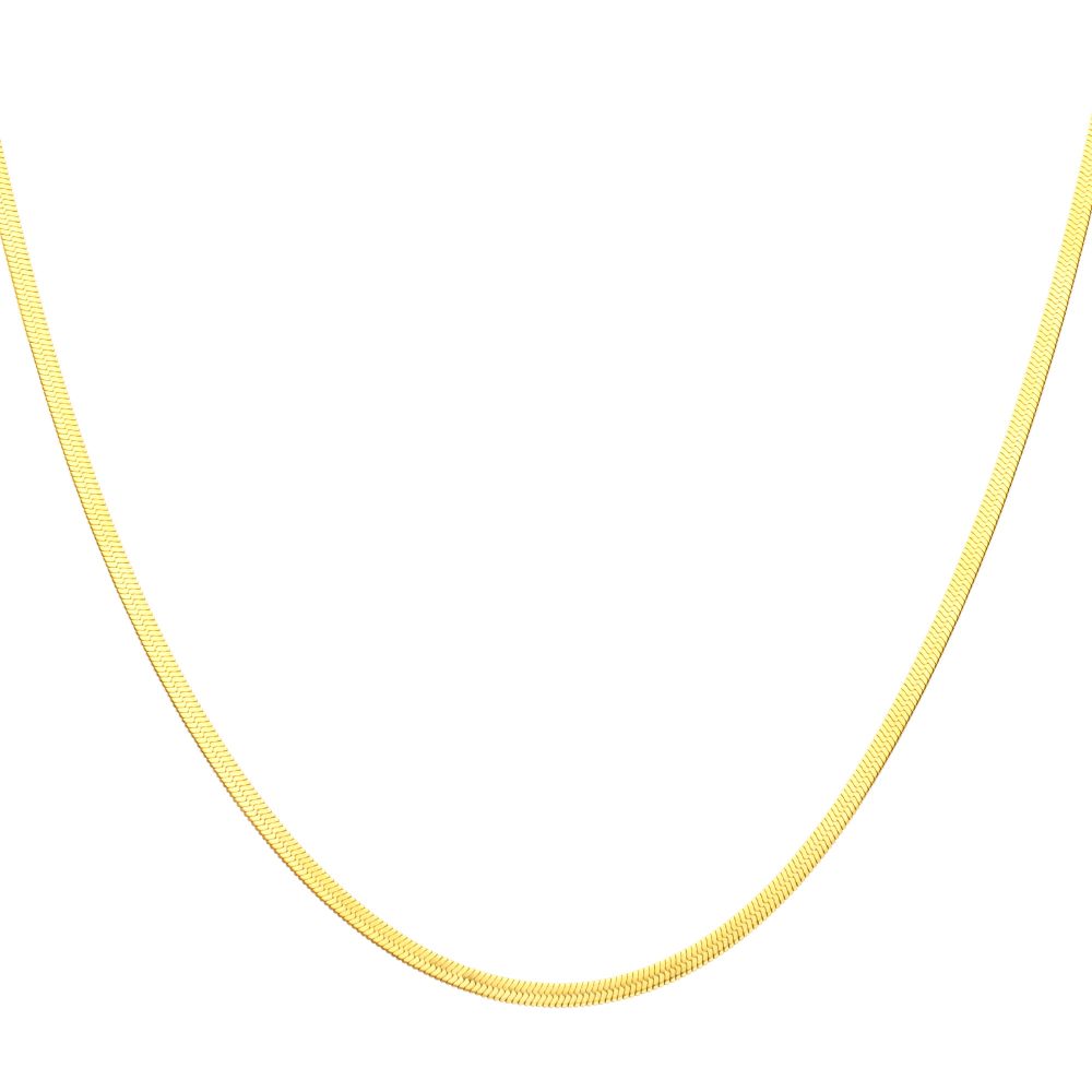 22 Inch Stainless Steel 18K Yellow Gold IP Herringbone Chain Necklace