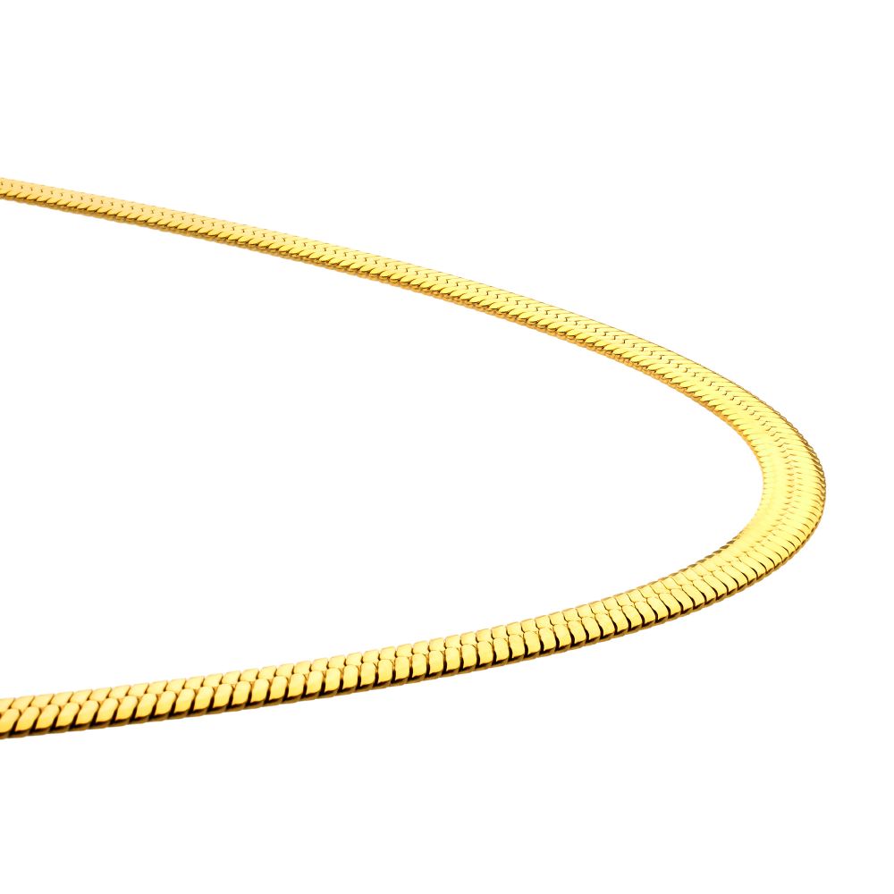  22 Inch Stainless Steel 18K Yellow Gold IP Herringbone Chain Necklace