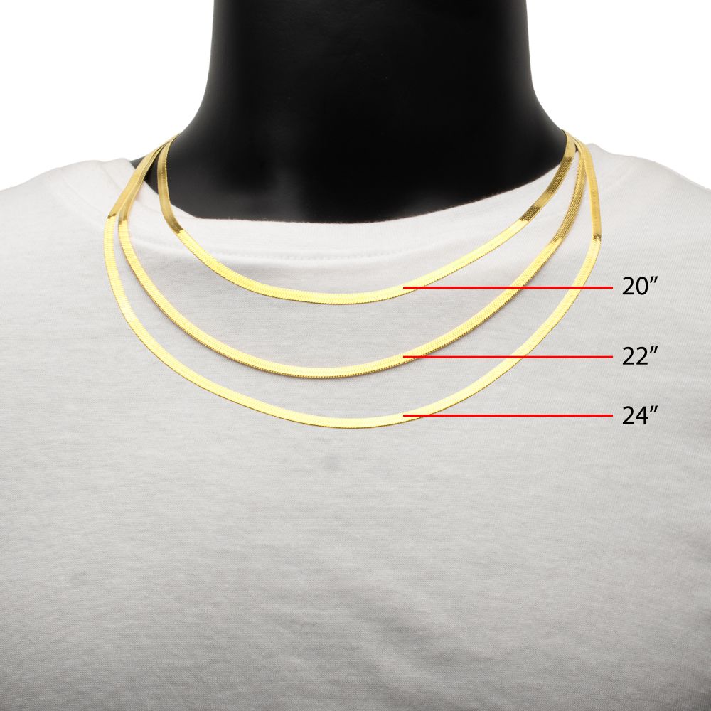  22 Inch Stainless Steel 18K Yellow Gold IP Herringbone Chain Necklace