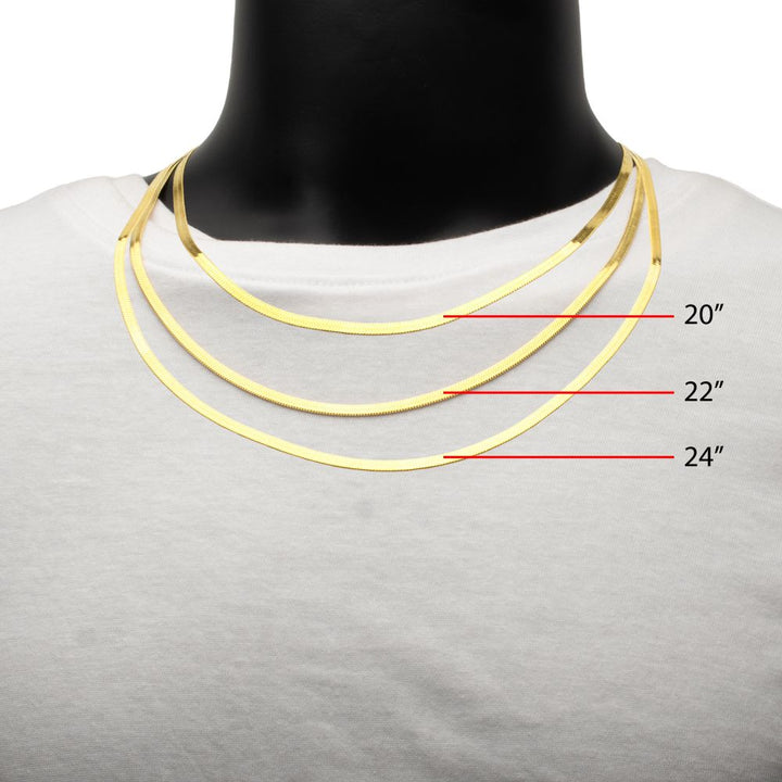 Herringbone Chain Necklace | Stainless Steel 18K Yellow Gold IP | 4mm | 22 Inch | High Polish | NSTC2604GP-22 - Brownee Jewelers
