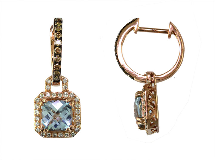 DIAMOND & AQUAMARINE DANGLE EARRINGS