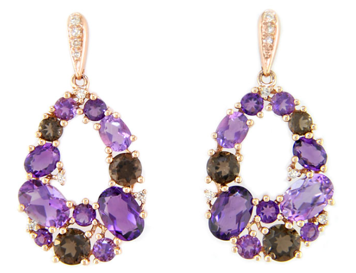 Dangle amethyist and quartz earrings 