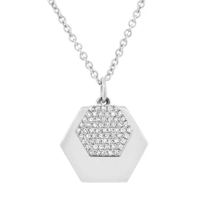 SHY CREATION | .14CTW DIAMOND HEXAGON PENDANT | 14K WHITE GOLD | SC55002937 - Brownee Jewelers